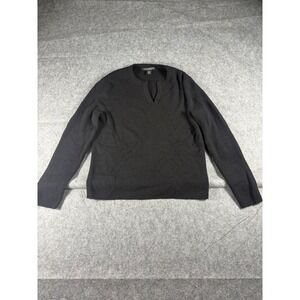 Sarah Spencer Black Ribbed‎ V Neck Merino Wool Sweater Women's L
